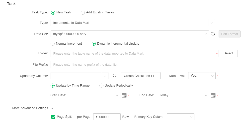 dynamic increment update